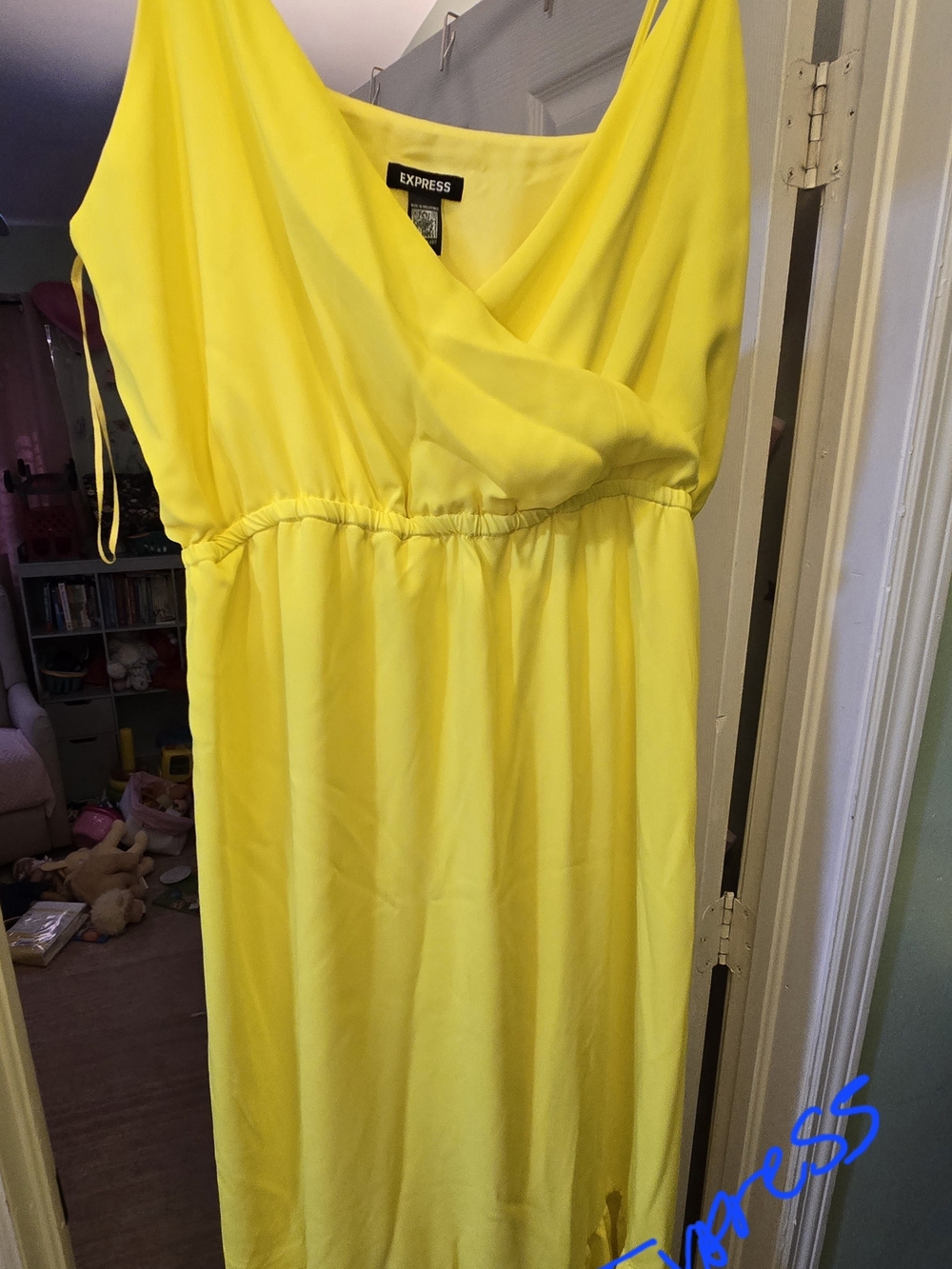 Express Bright Yellow Sleeveless Wrap Maxi Dress